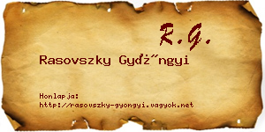 Rasovszky Gyöngyi névjegykártya